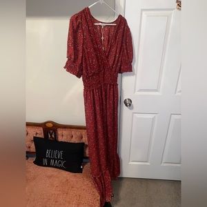 Max Studio Maroon Floral Print Dress